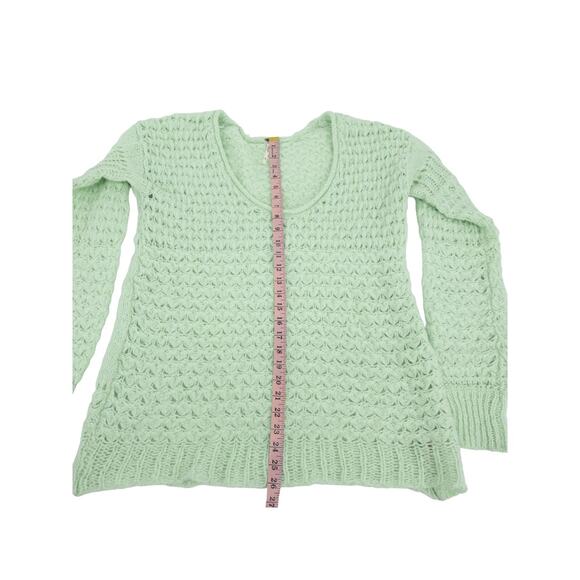 Free People Crashing Waves Sweater Small Mint Green Boho Chic Knit - Picture 12 of 14